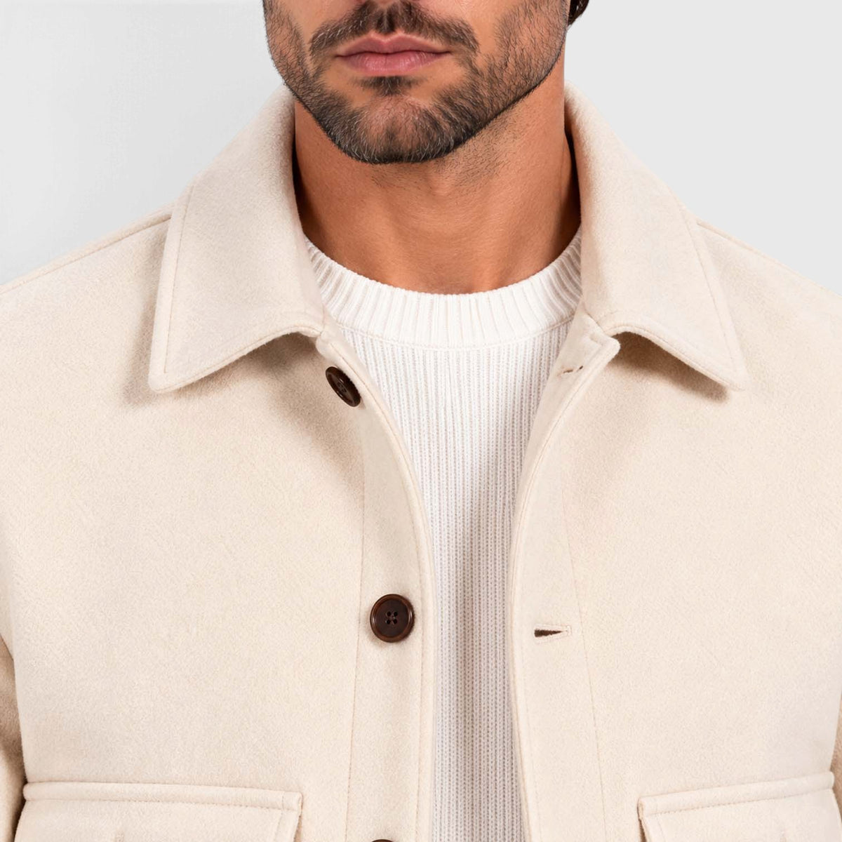 Monvaline | Men’s Smart Casual Button Up Utility Jacket with Patch Pockets