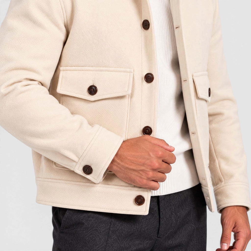 Monvaline | Men’s Smart Casual Button Up Utility Jacket with Patch Pockets