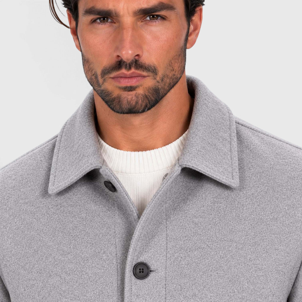 Monvaline | Men’s Smart Casual Button Up Utility Jacket with Patch Pockets