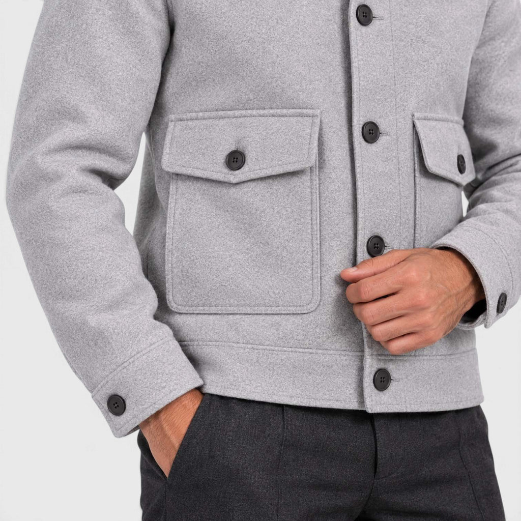 Monvaline | Men’s Smart Casual Button Up Utility Jacket with Patch Pockets