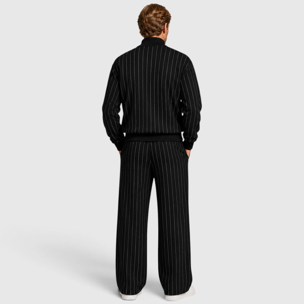 Monvaline | Men’s Striped Quarter-Zip Jumper & Trousers Set