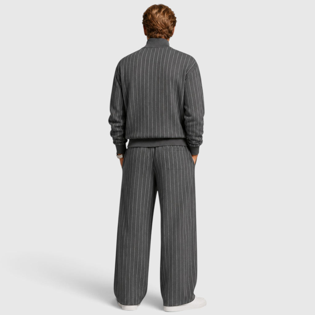 Monvaline | Men’s Striped Quarter-Zip Jumper & Trousers Set
