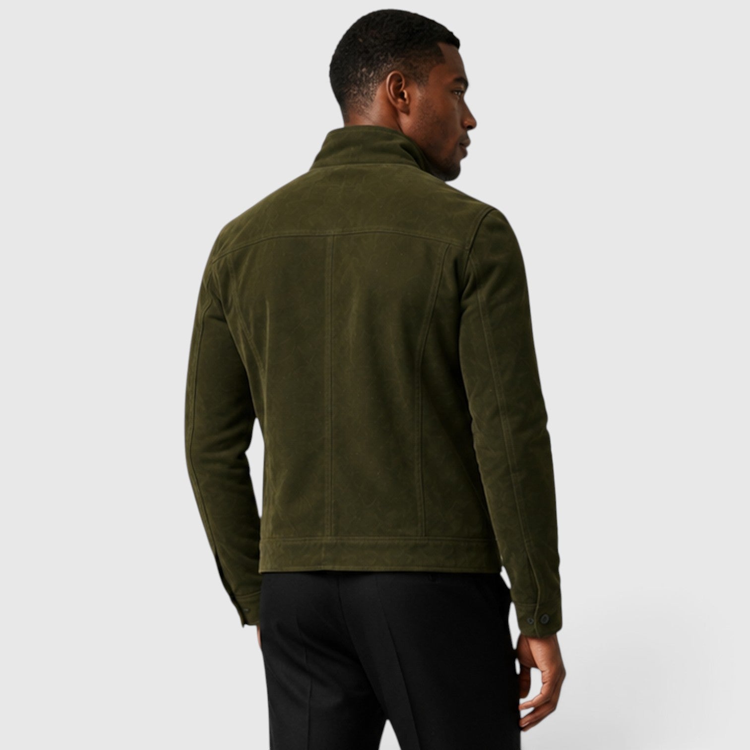 Monvaline | Men’s Suede Overshirt Jacket – Button Front Casual Fit