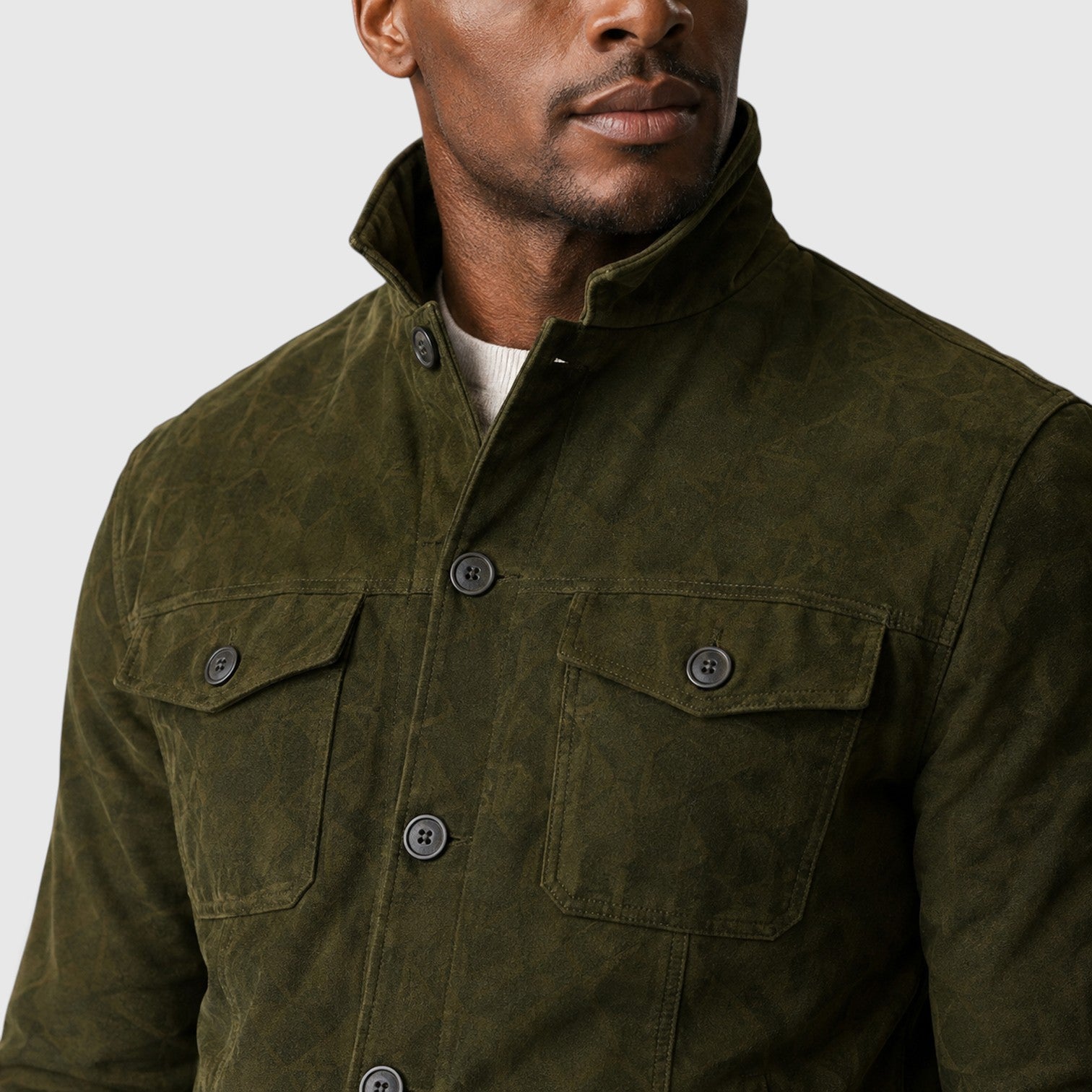 Monvaline | Men’s Suede Overshirt Jacket – Button Front Casual Fit