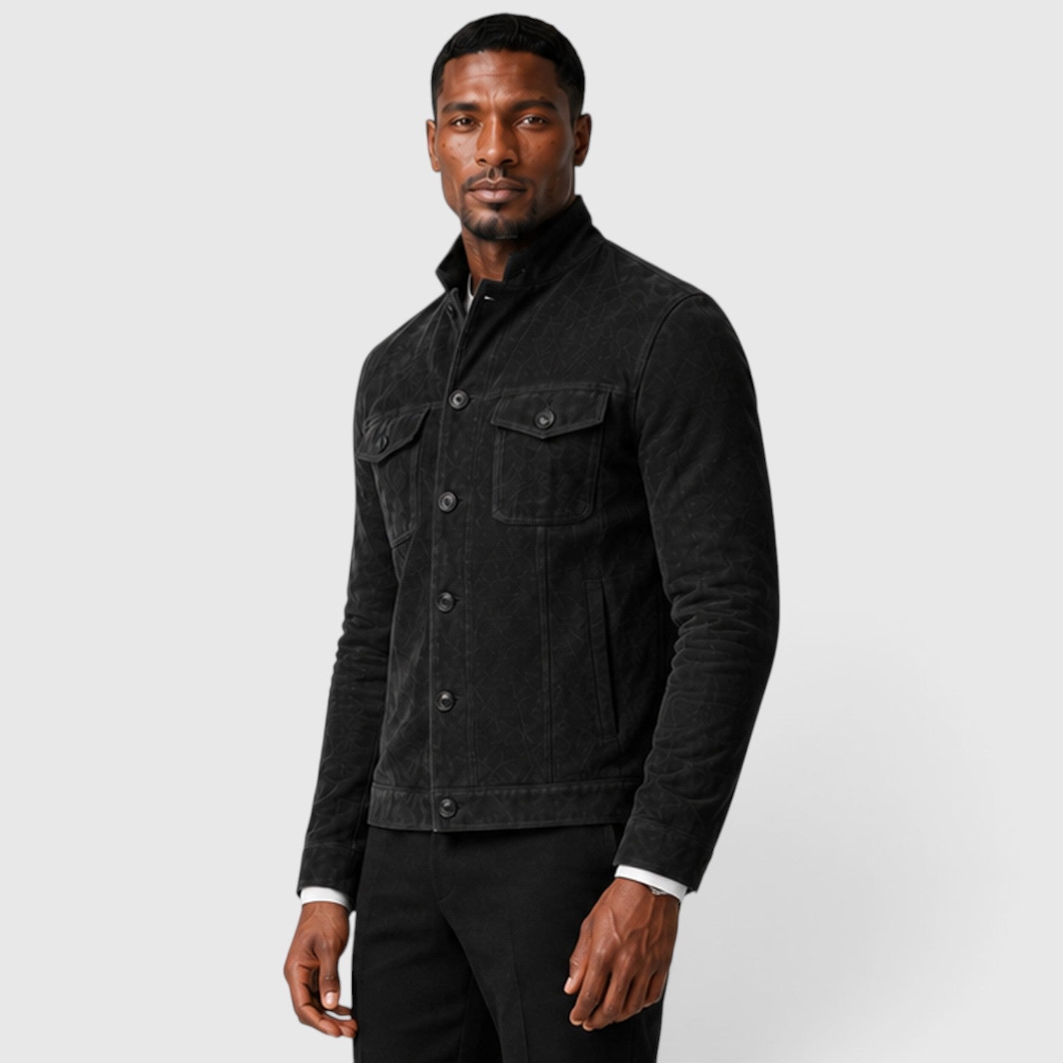 Monvaline | Men’s Suede Overshirt Jacket – Button Front Casual Fit
