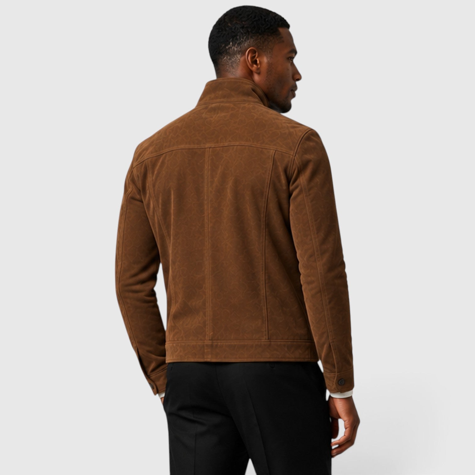 Monvaline | Men’s Suede Overshirt Jacket – Button Front Casual Fit