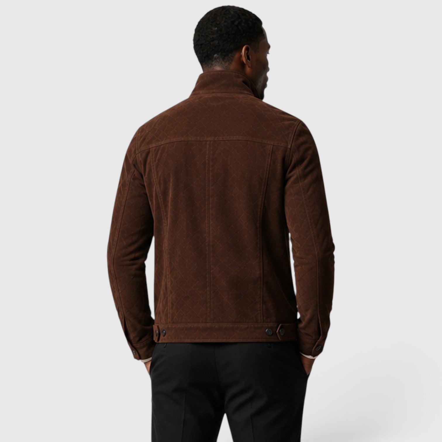 Monvaline | Men’s Suede Overshirt Jacket – Button Front Casual Fit