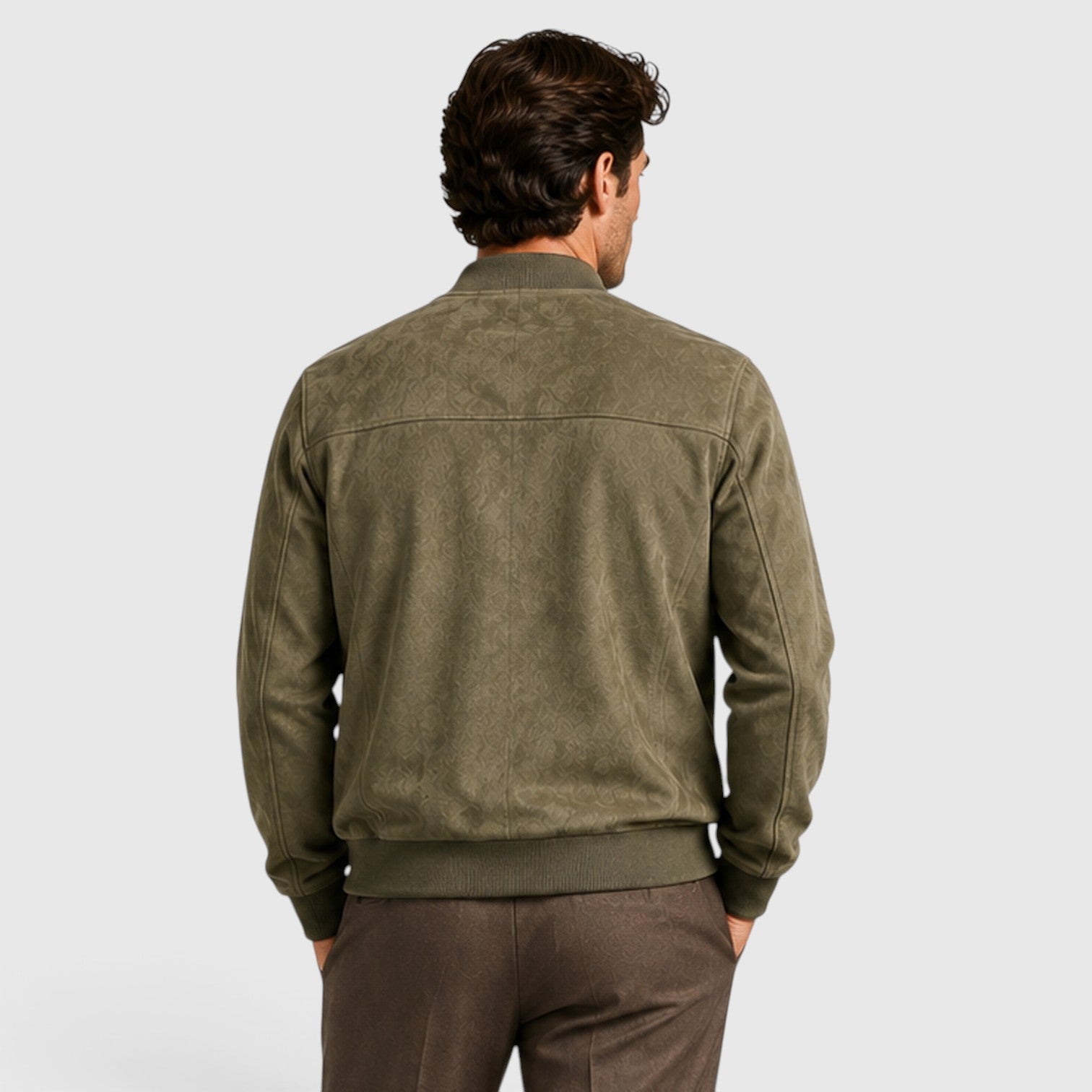Monvaline | Men’s Suede Zip-Up Jacket - Relaxed Fit Casual Outerwear