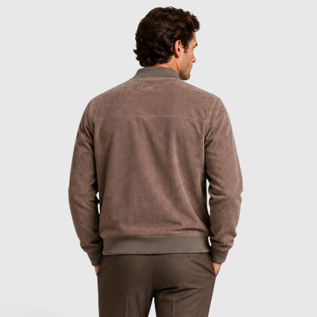 Monvaline | Men’s Suede Zip-Up Jacket - Relaxed Fit Casual Outerwear
