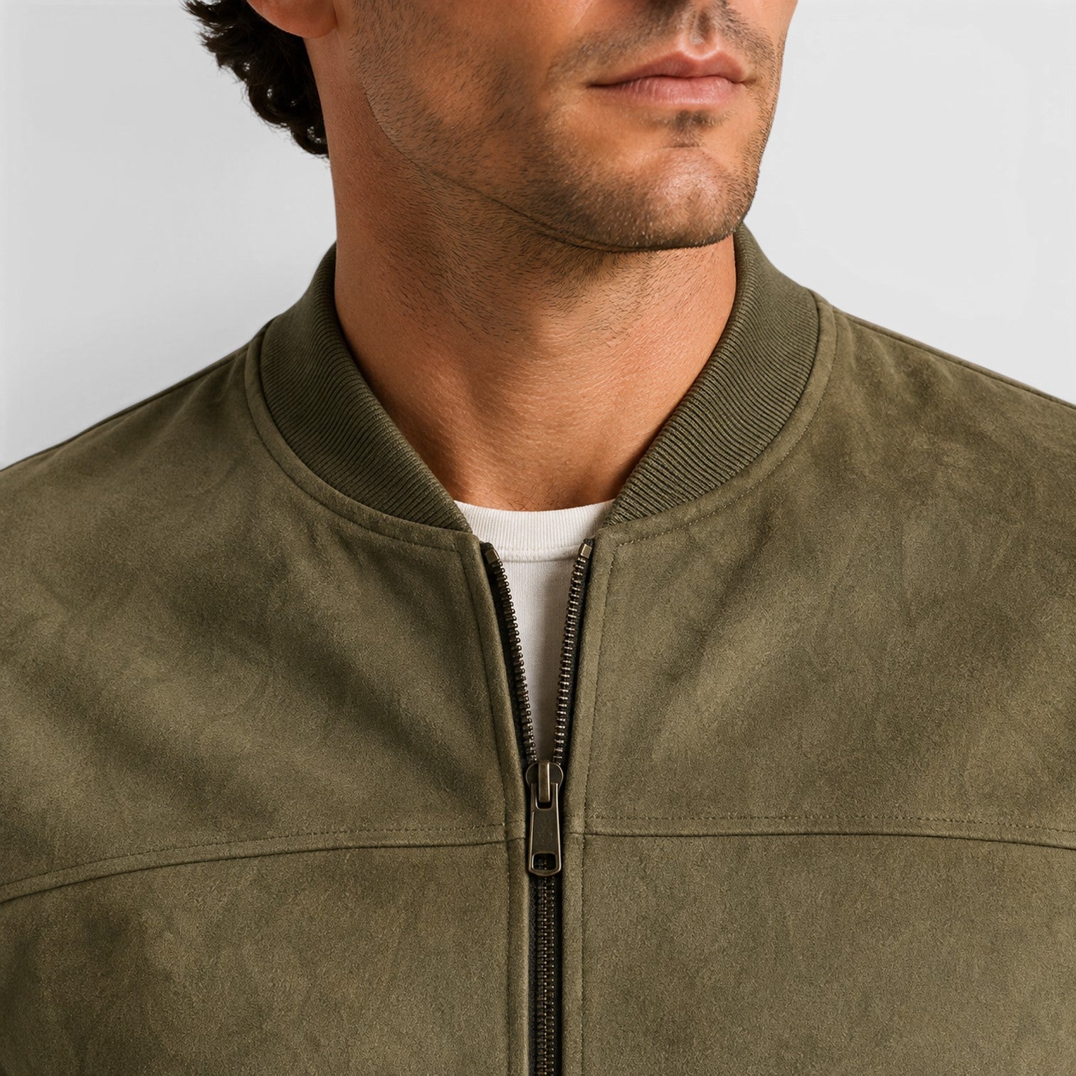 Monvaline | Men’s Suede Zip-Up Jacket - Relaxed Fit Casual Outerwear