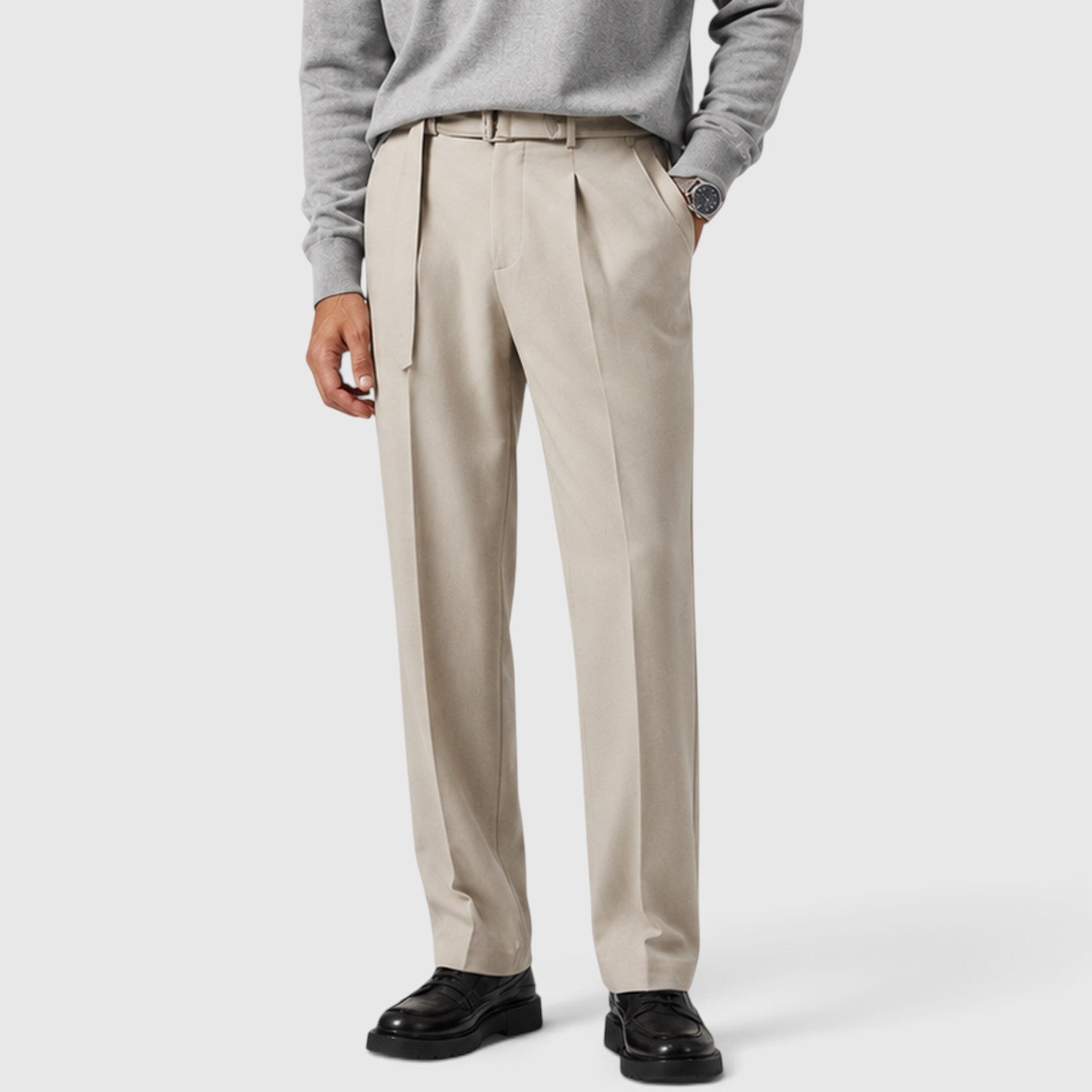 Monvaline | Men’s Suit Pants with Detachable Belt for Smart Casual Outfits