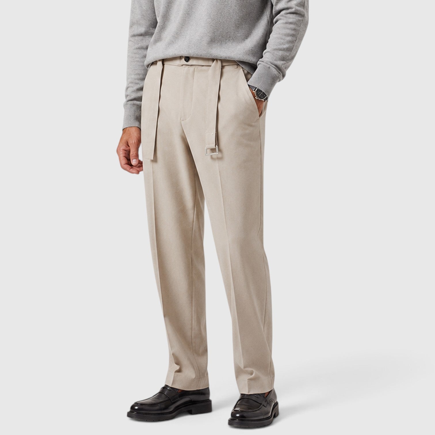Monvaline | Men’s Suit Pants with Detachable Belt for Smart Casual Outfits