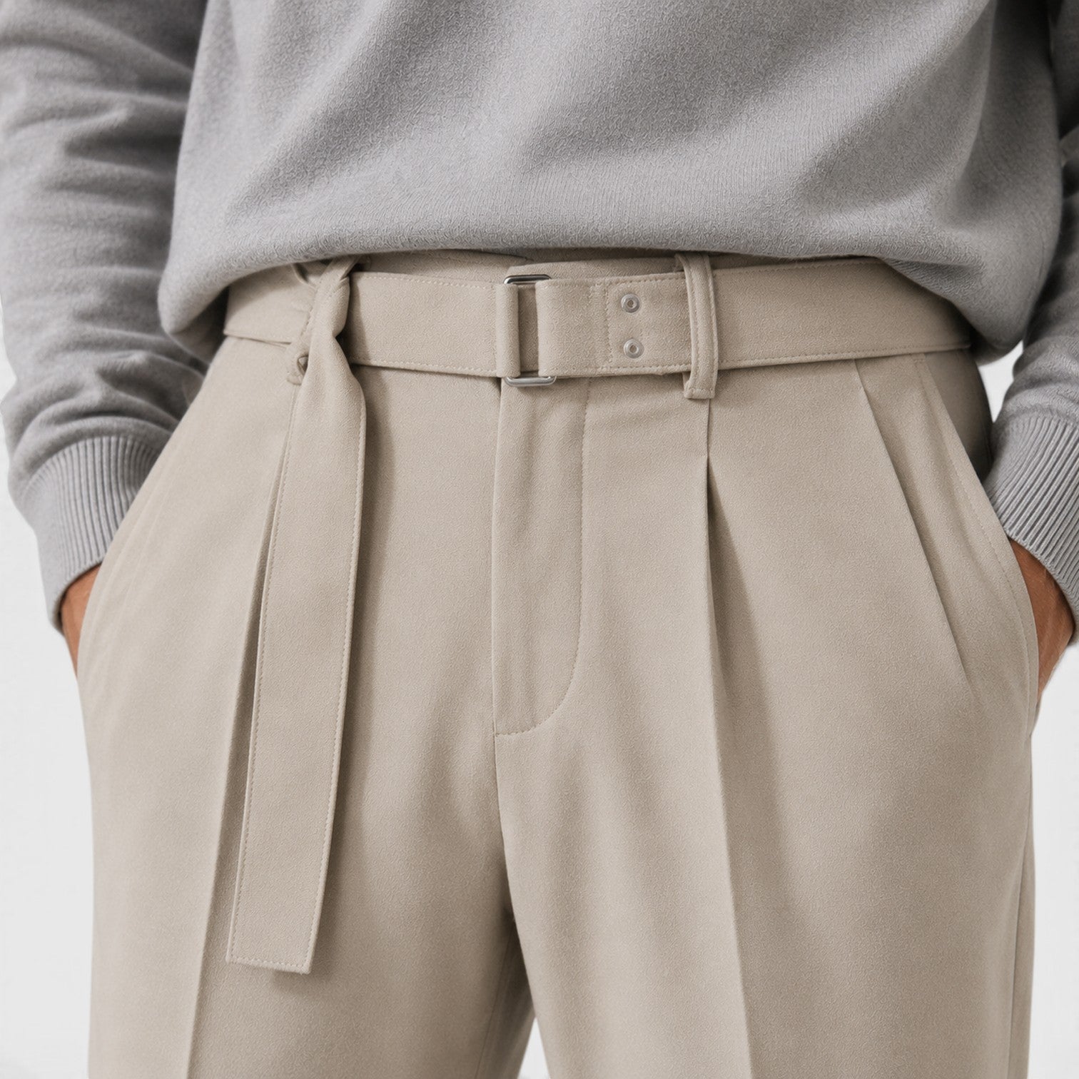 Monvaline | Men’s Suit Pants with Detachable Belt for Smart Casual Outfits