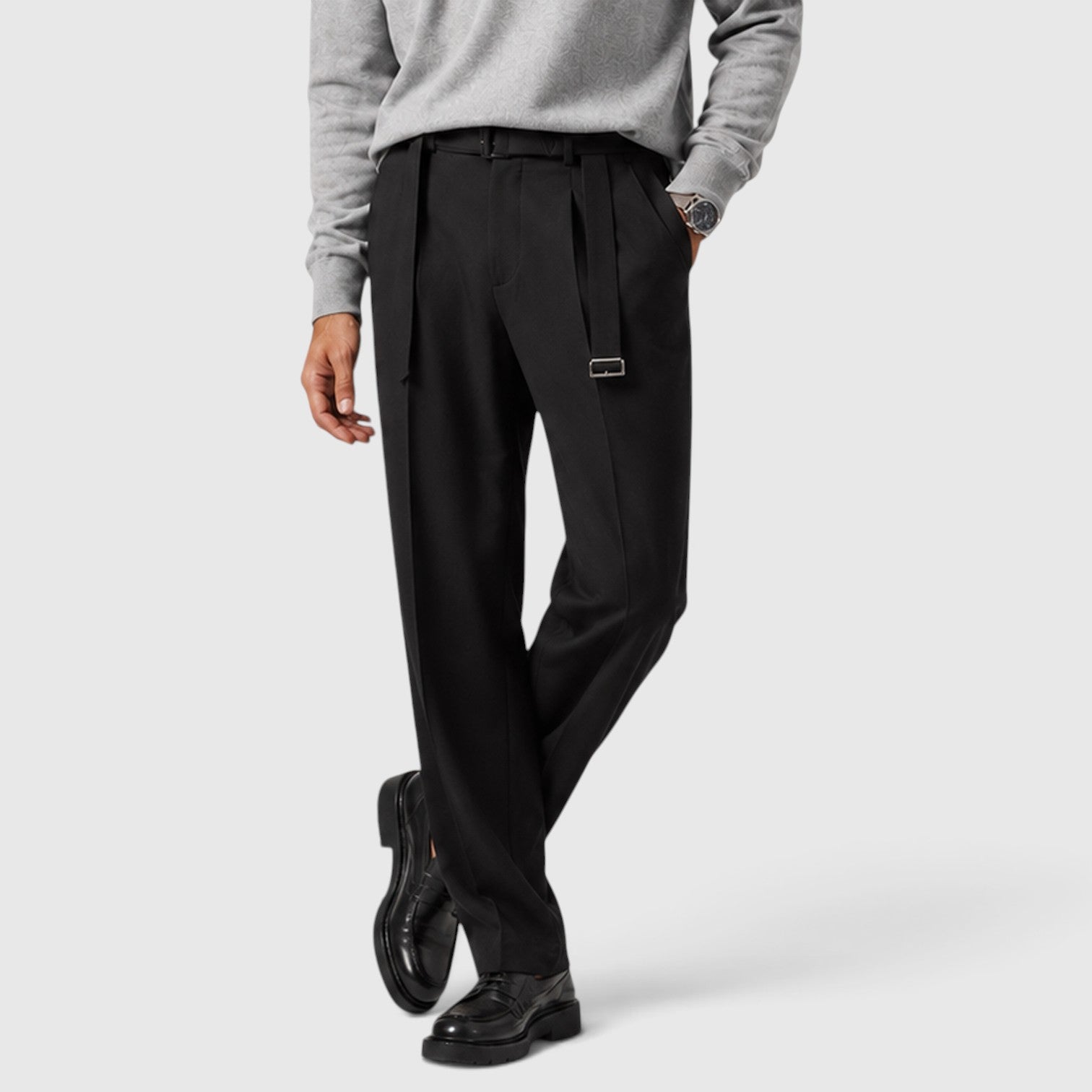 Monvaline | Men’s Suit Pants with Detachable Belt for Smart Casual Outfits