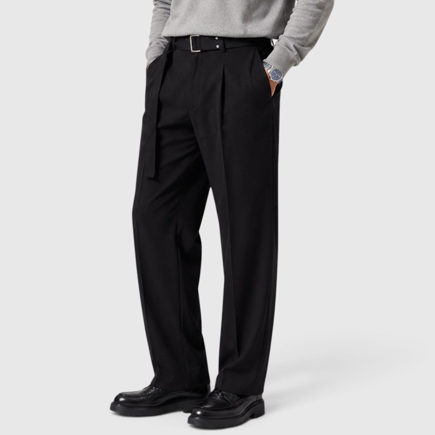 Monvaline | Men’s Suit Pants with Detachable Belt for Smart Casual Outfits