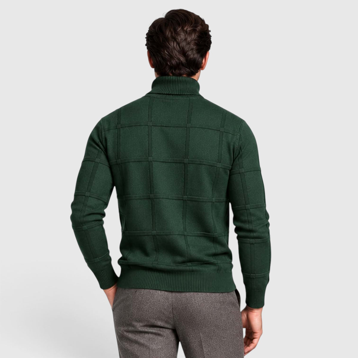 Monvaline | Men’s Textured Mock Neck Sweater Slim Fit Smart Casual