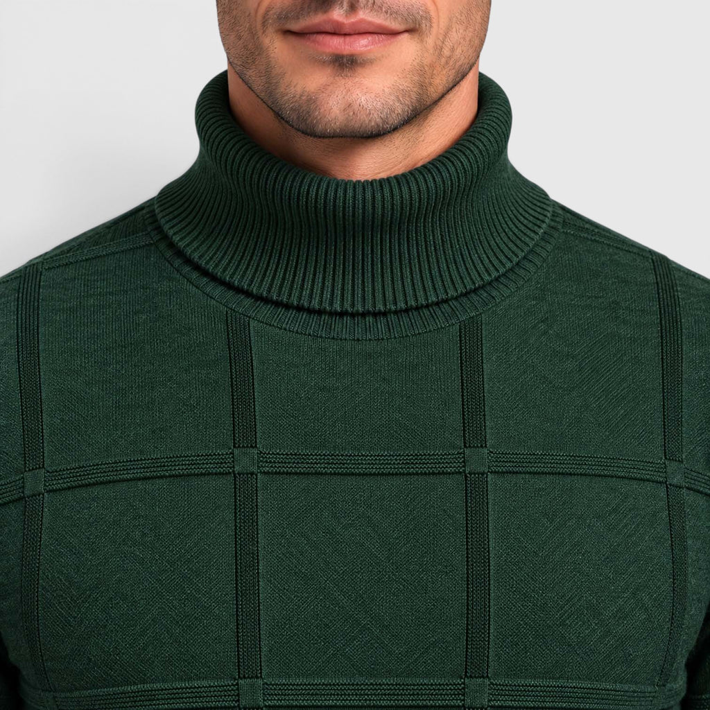 Monvaline | Men’s Textured Mock Neck Sweater Slim Fit Smart Casual