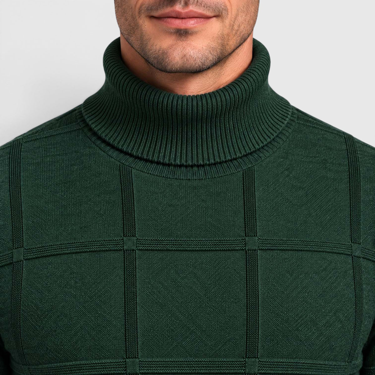 Monvaline | Men’s Textured Mock Neck Sweater Slim Fit Smart Casual