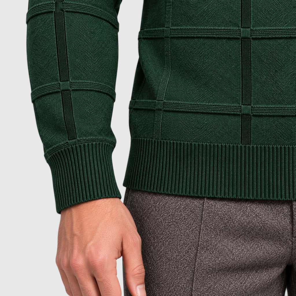 Monvaline | Men’s Textured Mock Neck Sweater Slim Fit Smart Casual