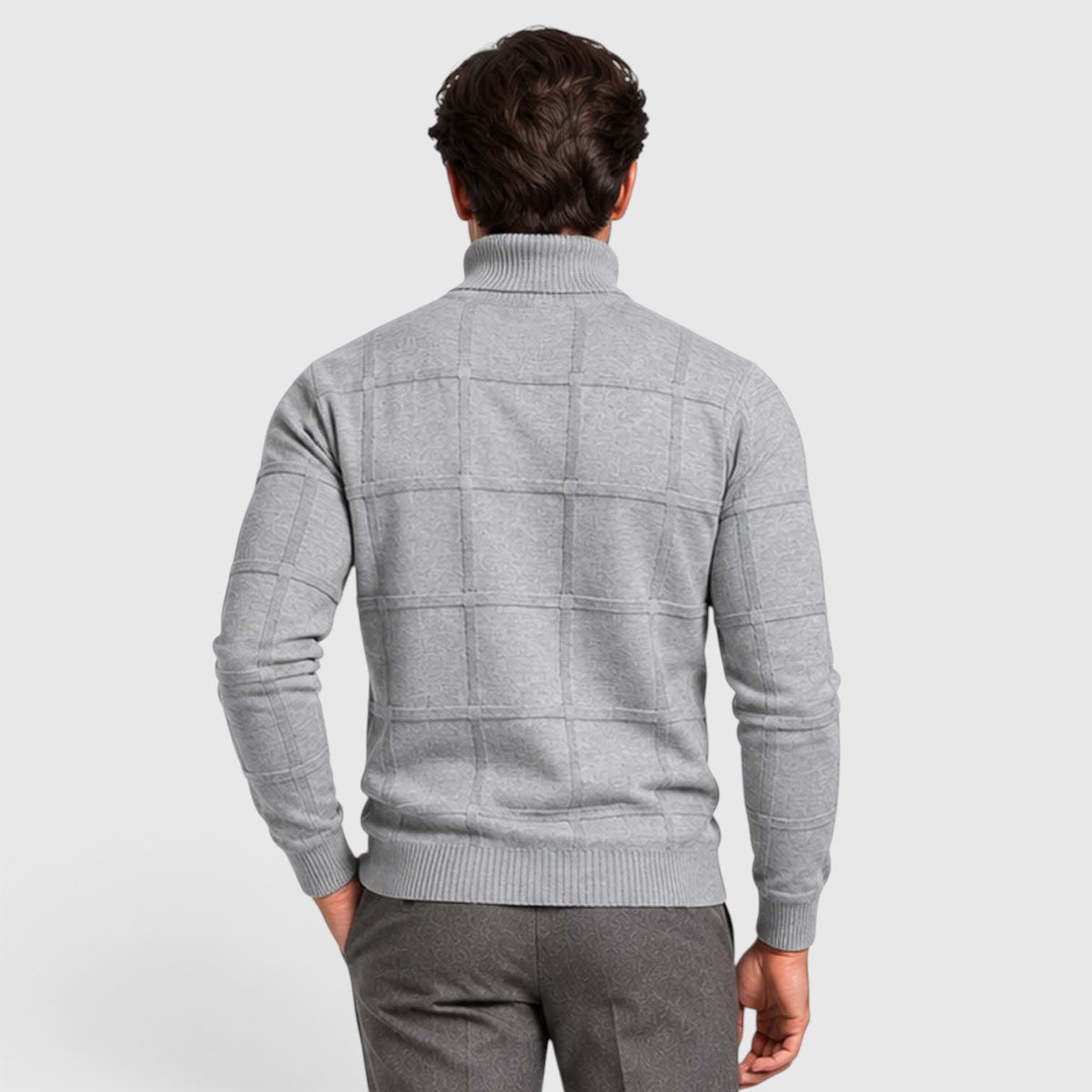 Monvaline | Men’s Textured Mock Neck Sweater Slim Fit Smart Casual