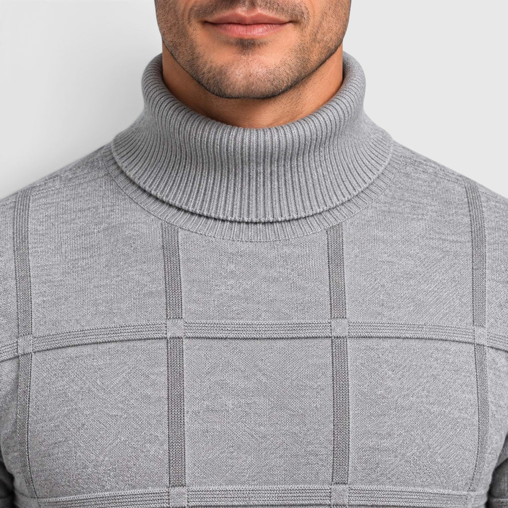 Monvaline | Men’s Textured Mock Neck Sweater Slim Fit Smart Casual