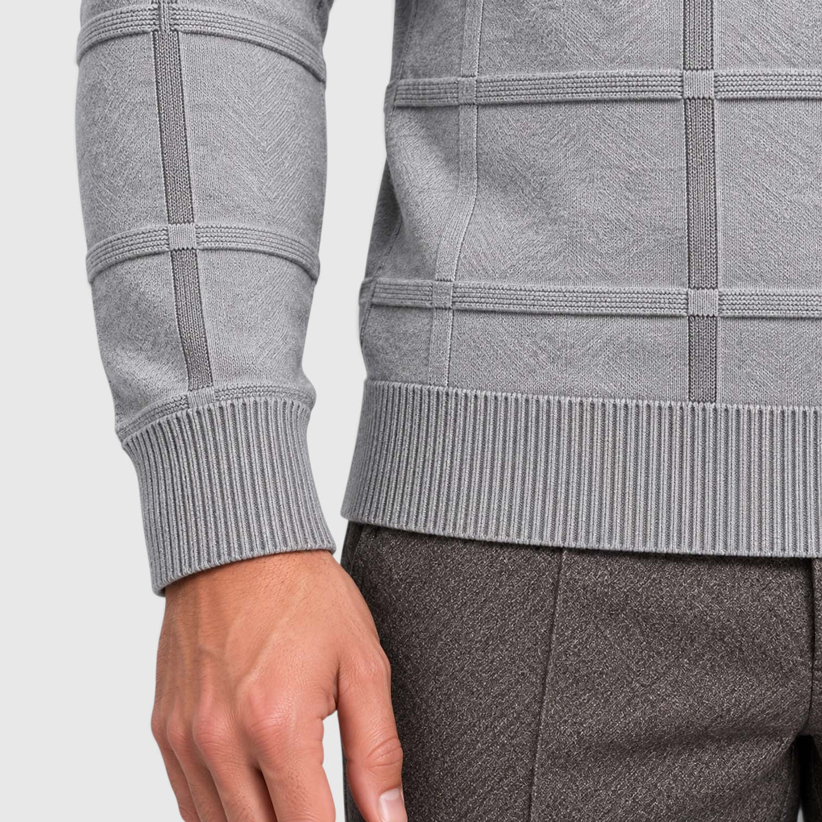 Monvaline | Men’s Textured Mock Neck Sweater Slim Fit Smart Casual