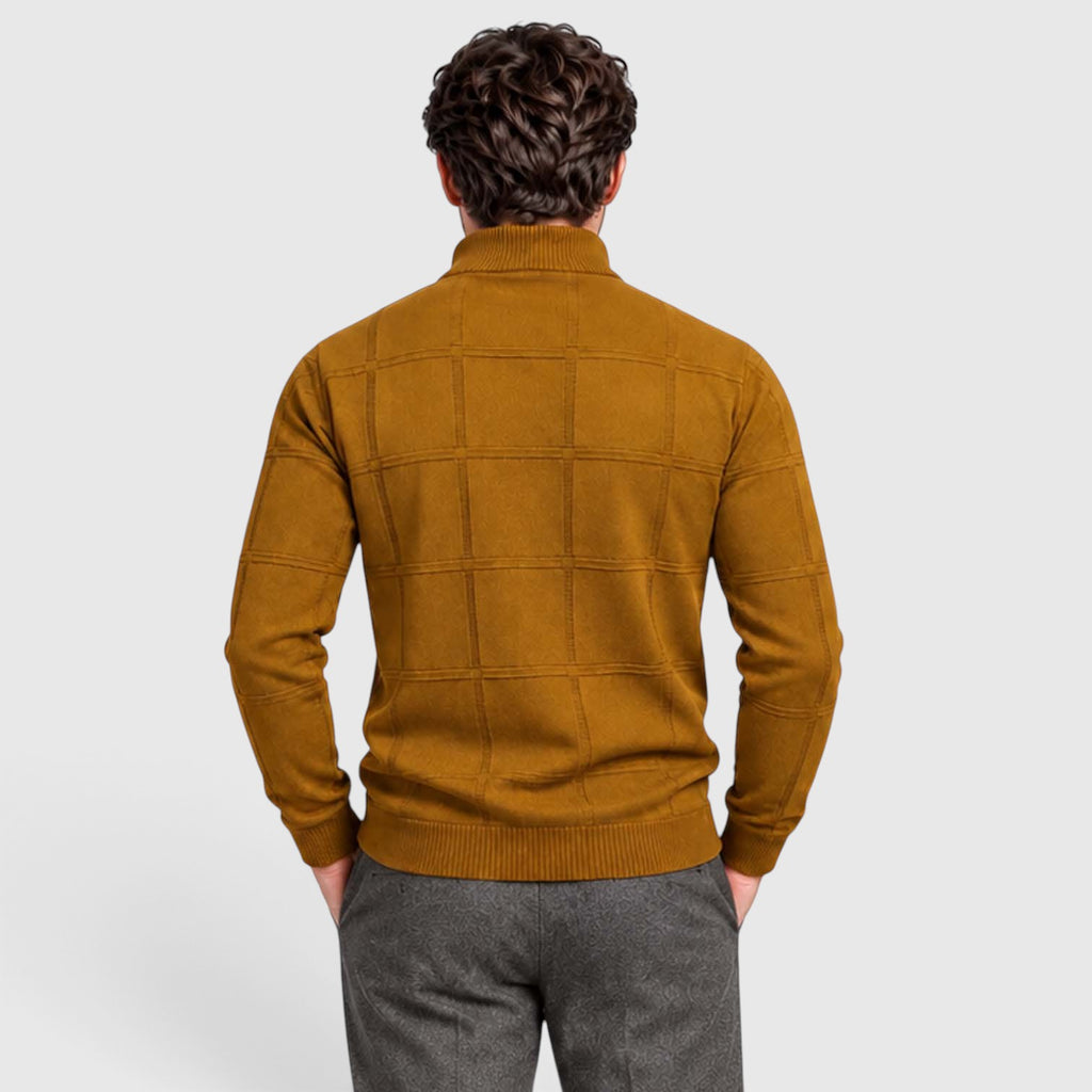 Monvaline | Men’s Textured Mock Neck Sweater Slim Fit Smart Casual