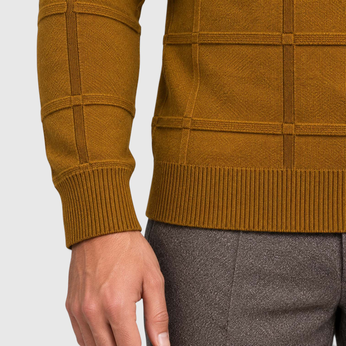Monvaline | Men’s Textured Mock Neck Sweater Slim Fit Smart Casual