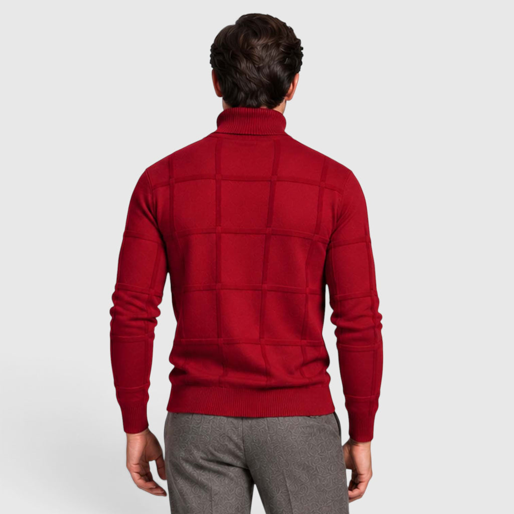 Monvaline | Men’s Textured Mock Neck Sweater Slim Fit Smart Casual