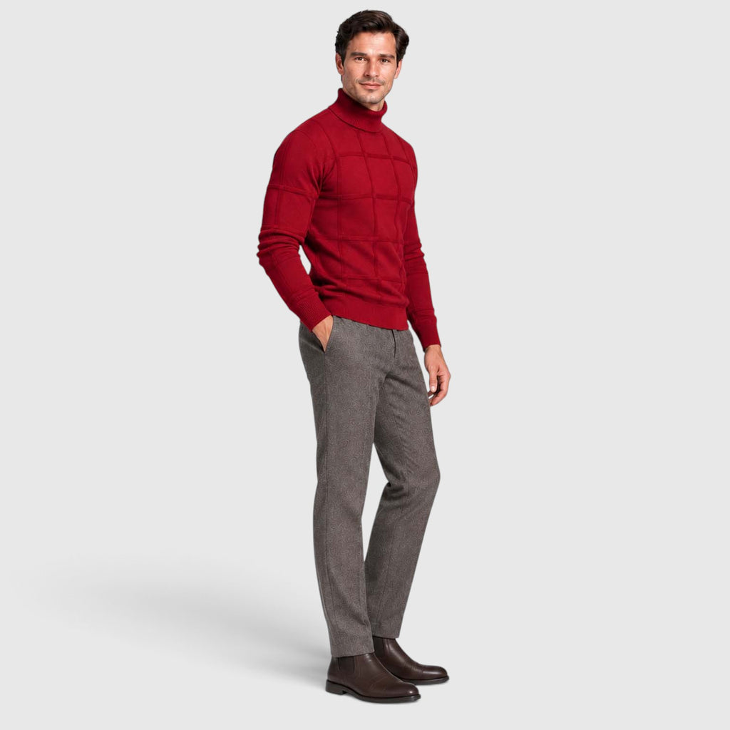 Monvaline | Men’s Textured Mock Neck Sweater Slim Fit Smart Casual