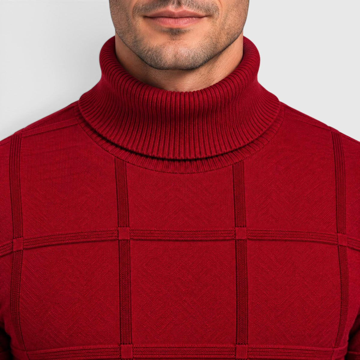 Monvaline | Men’s Textured Mock Neck Sweater Slim Fit Smart Casual