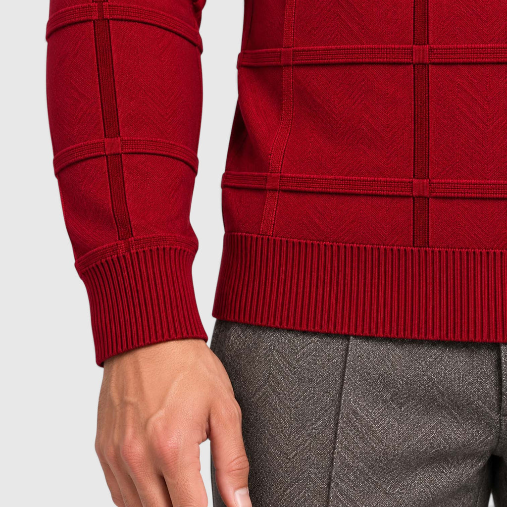 Monvaline | Men’s Textured Mock Neck Sweater Slim Fit Smart Casual