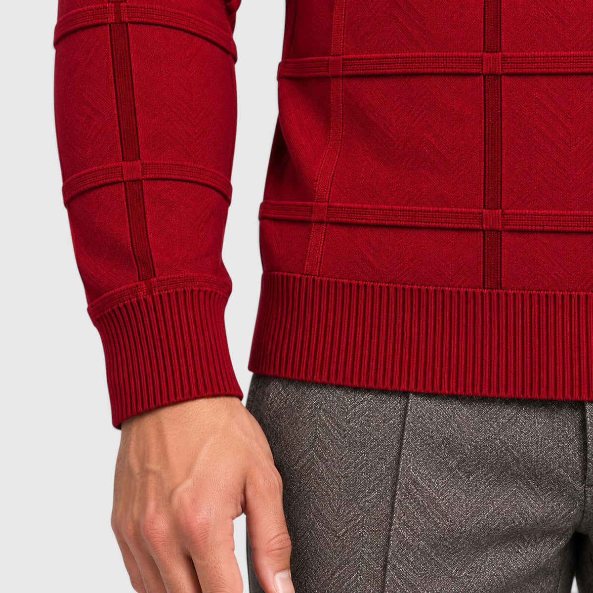 Monvaline | Men’s Textured Mock Neck Sweater Slim Fit Smart Casual