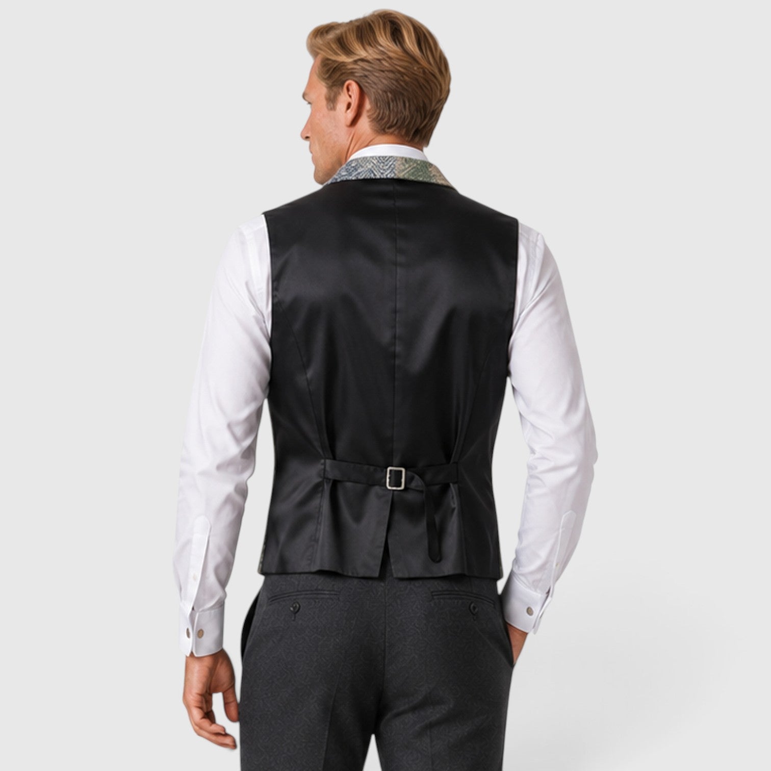 Monvaline | Men’s Tweed Waistcoat Vest – Checked Formal Style