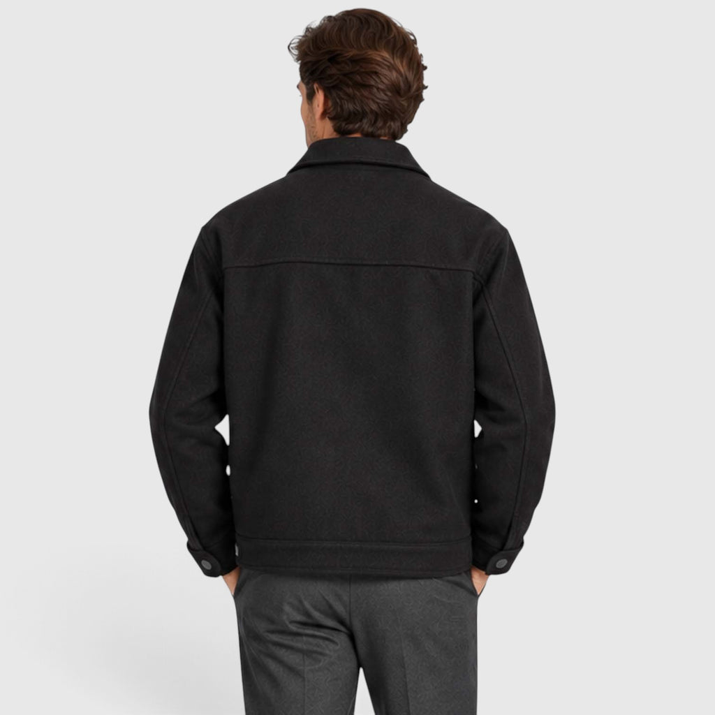 Monvaline | Men’s Utility Jacket – Suede-Look Zip Front Casual Outerwear