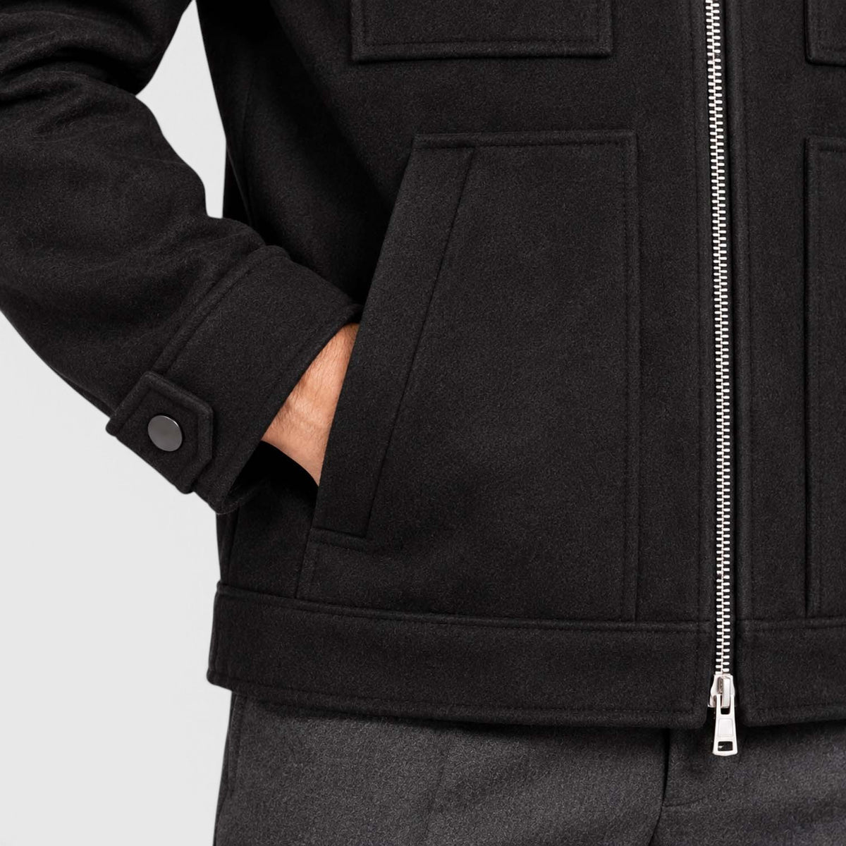 Monvaline | Men’s Utility Jacket – Suede-Look Zip Front Casual Outerwear