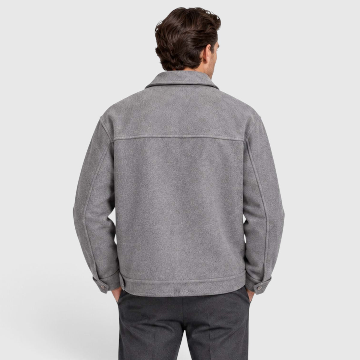 Monvaline | Men’s Utility Jacket – Suede-Look Zip Front Casual Outerwear