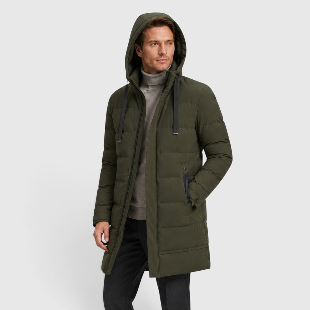 Monvaline | Men’s Warm Hooded Parka – Thick Cotton Padded Winter Jacket