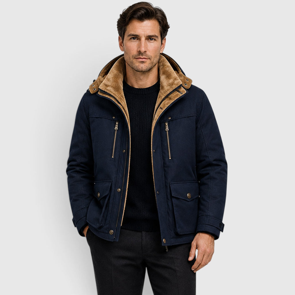Monvaline | Men’s Warm Multi Pocket Jacket for Outdoor Winter Wear