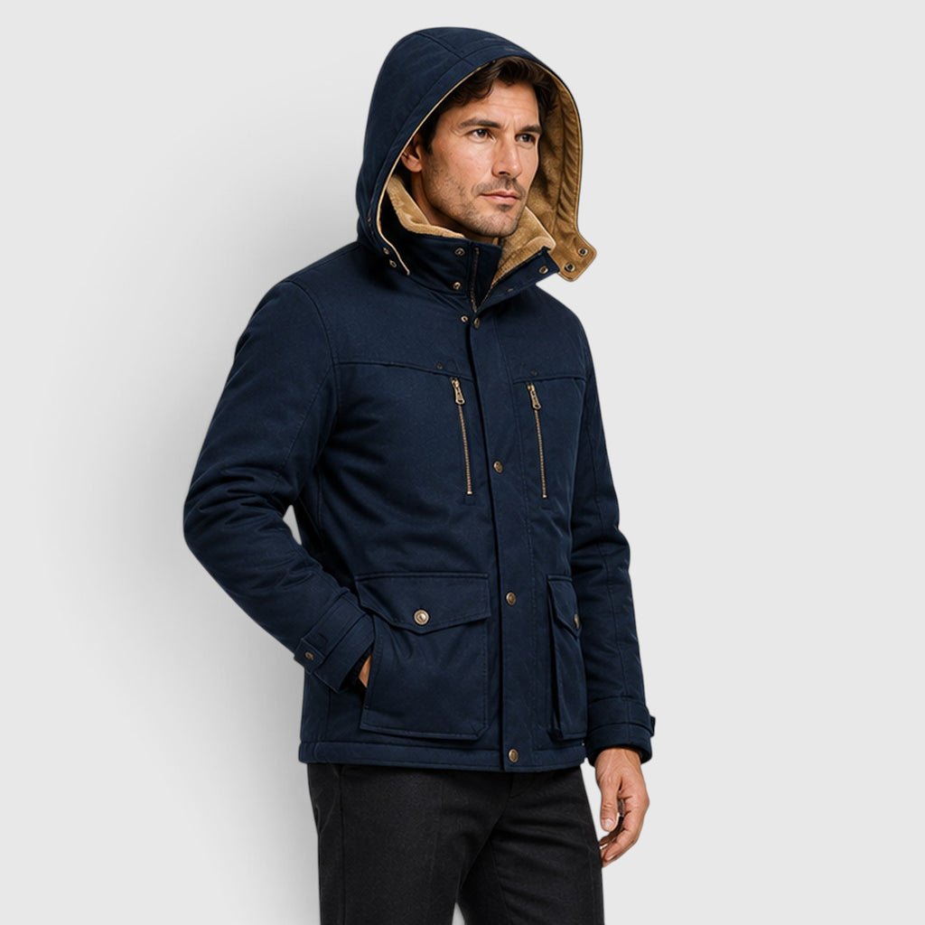 Monvaline | Men’s Warm Multi Pocket Jacket for Outdoor Winter Wear