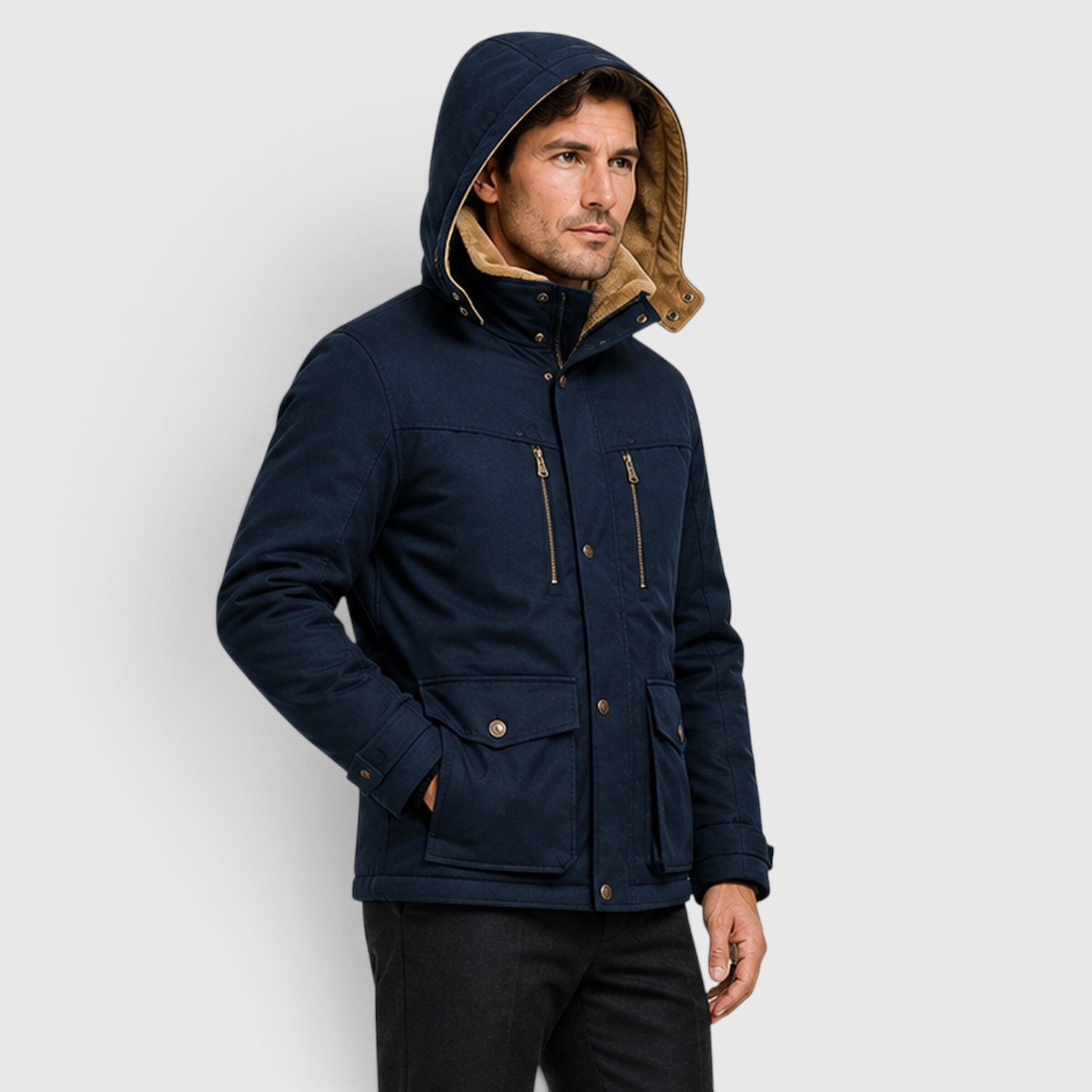 Monvaline | Men’s Warm Multi Pocket Jacket for Outdoor Winter Wear