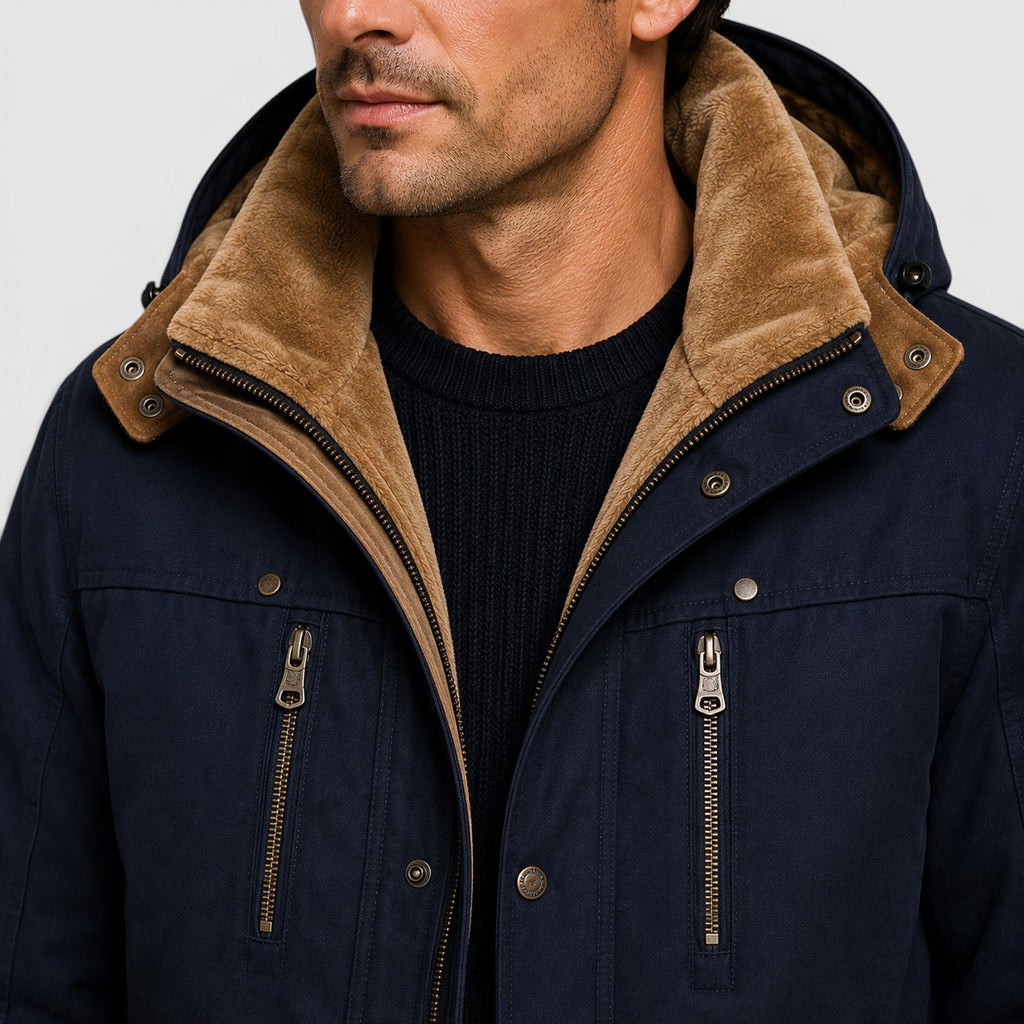 Monvaline | Men’s Warm Multi Pocket Jacket for Outdoor Winter Wear