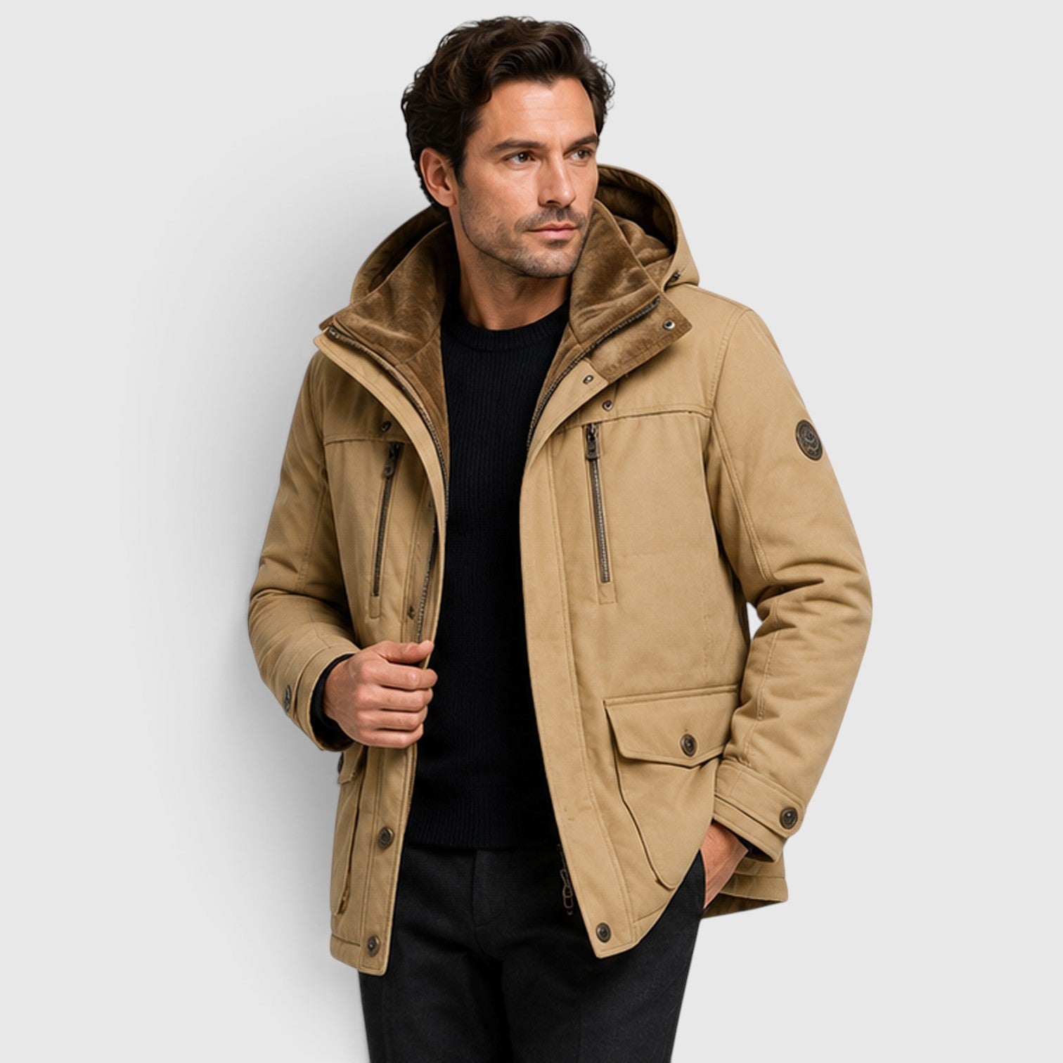 Monvaline | Men’s Warm Multi Pocket Jacket for Outdoor Winter Wear