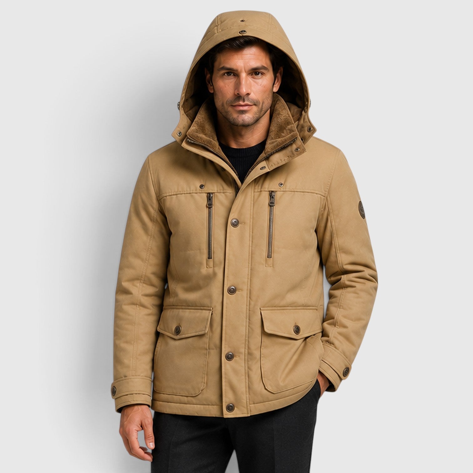 Monvaline | Men’s Warm Multi Pocket Jacket for Outdoor Winter Wear