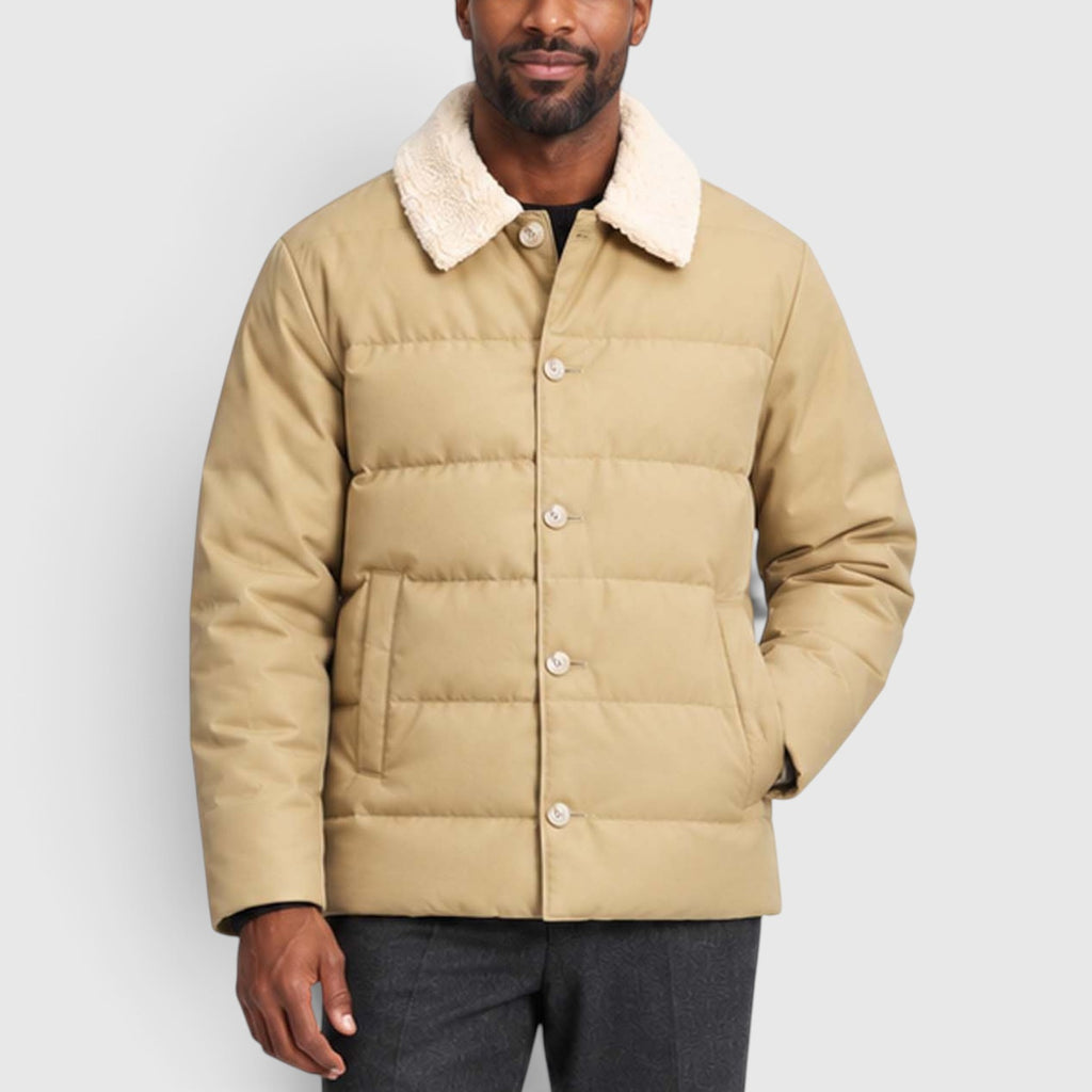 Monvaline | Men’s Warm Puffer Jacket with Shearling Collar