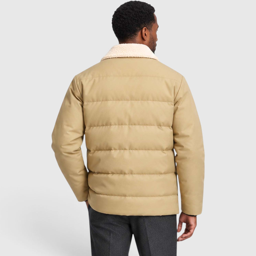 Monvaline | Men’s Warm Puffer Jacket with Shearling Collar