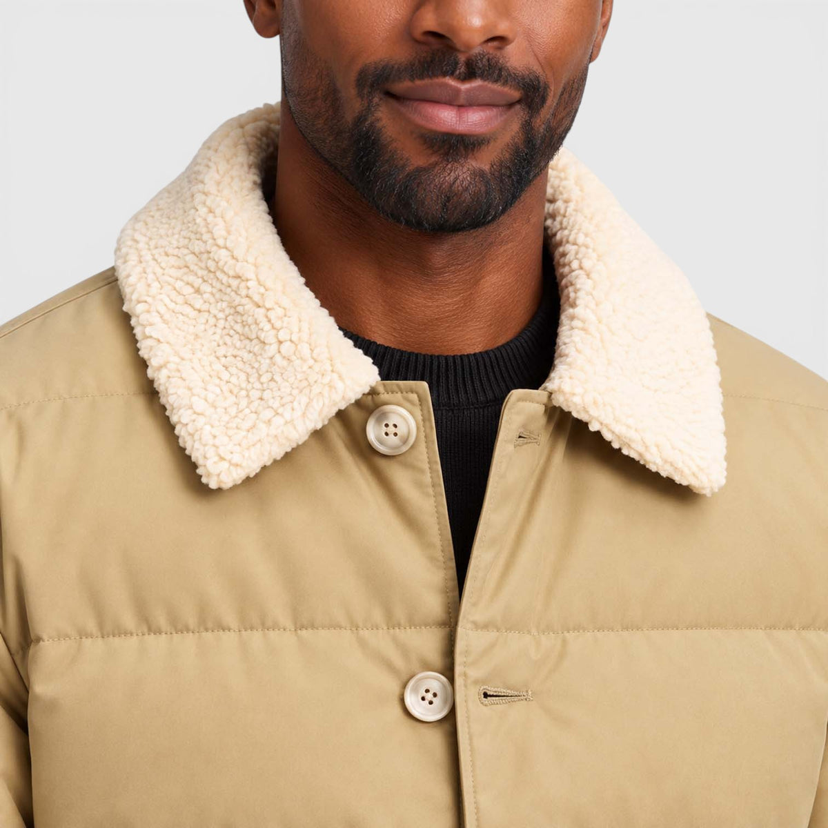 Monvaline | Men’s Warm Puffer Jacket with Shearling Collar