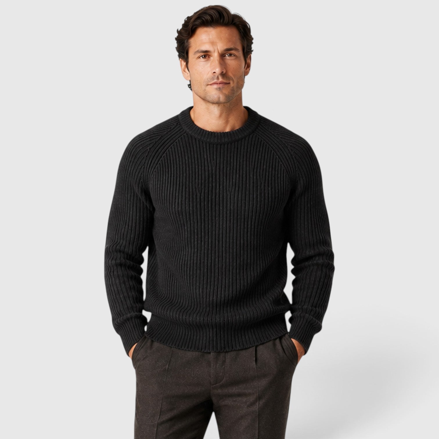 Monvaline | Men’s Warm Rib Knit Sweater for Casual Winter Wear