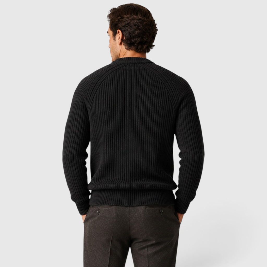 Monvaline | Men’s Warm Rib Knit Sweater for Casual Winter Wear