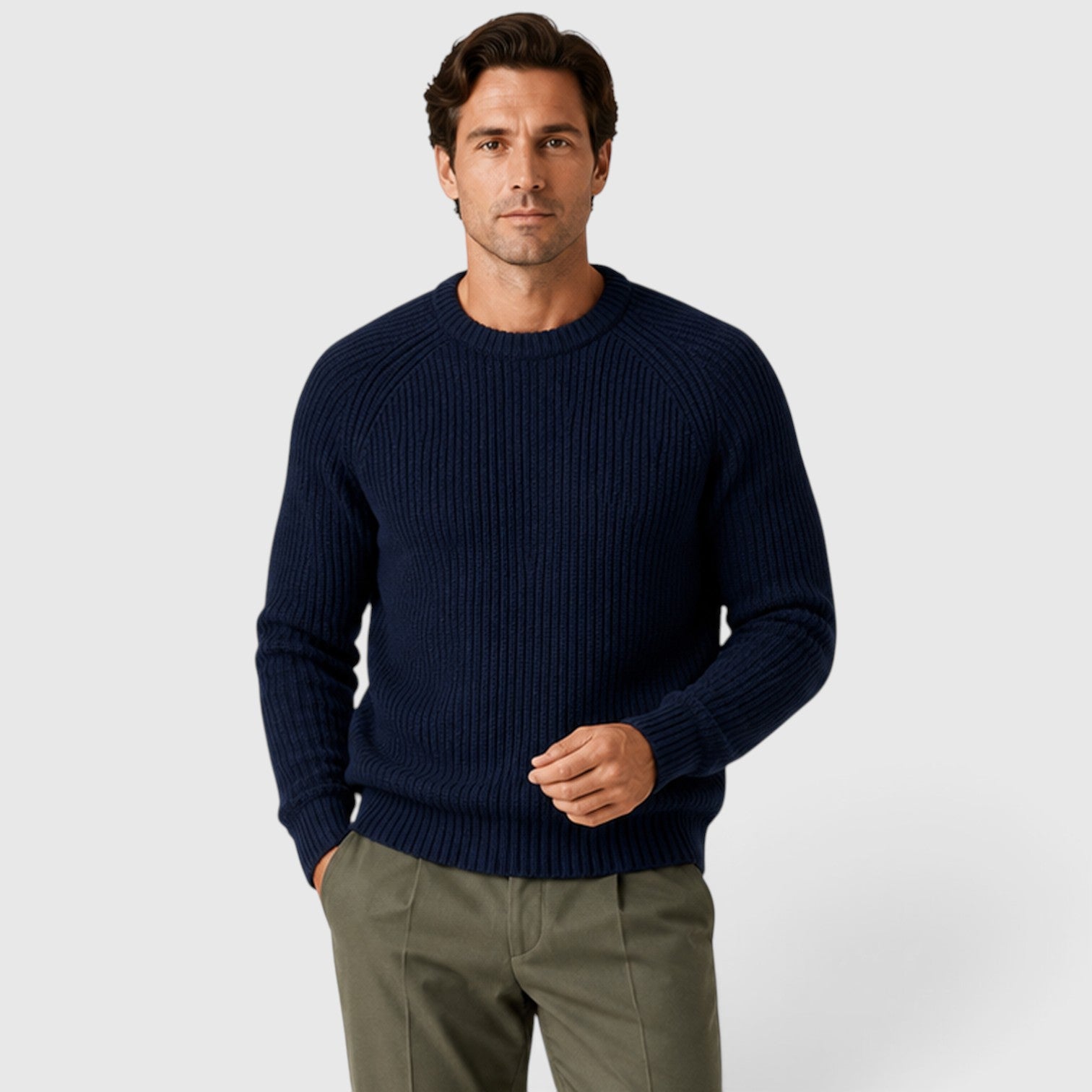 Monvaline | Men’s Warm Rib Knit Sweater for Casual Winter Wear